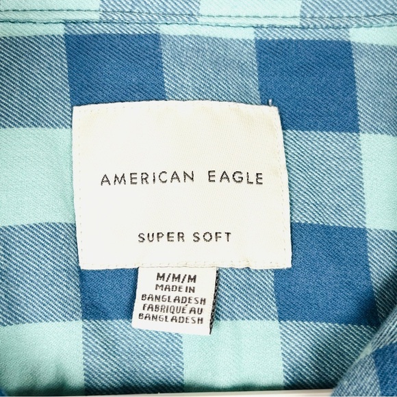 AMERICAN EAGLE MEN BLUE SLIM FIT EVERYDAY BUTTON-UP SHIRT, Super Soft Size Med - Picture 7 of 12
